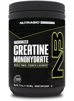 NutraBio Creatine Monohydrate - Micronized and Pure Grade - Supports Muscle Energy and Strength - (500 Grams) - Unflavored  - Image 1