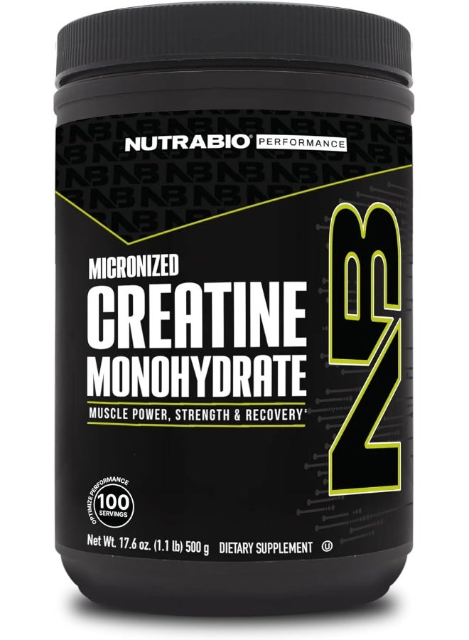 NutraBio Creatine Monohydrate - Micronized and Pure Grade - Supports Muscle Energy and Strength - (500 Grams) - Unflavored - Image 1