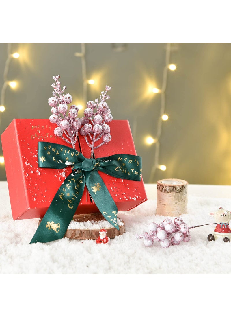Fomlily Fomlily 16 Pack Christmas Glitter Berries Stems Clearance  8"" Artificial Christmas Picks Snowy Berry Stems for Christmas Tree Ornaments  DIY Xmas Wreath  Crafts  Holiday and Home Decor (Pink)  - Image 4