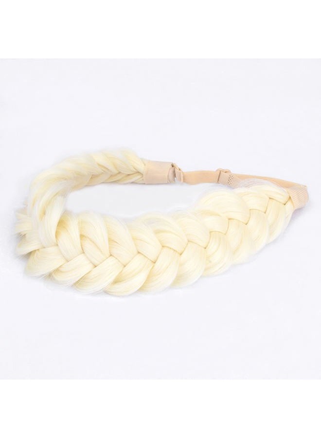 BOBIYA Platinum Messy Wide 2 Strands Synthetic Hair Braided Headband Classic Chunky Hair Braid Headband Elastic Stretch Braid Hair Headbands for Women (Platinum) - Image 2