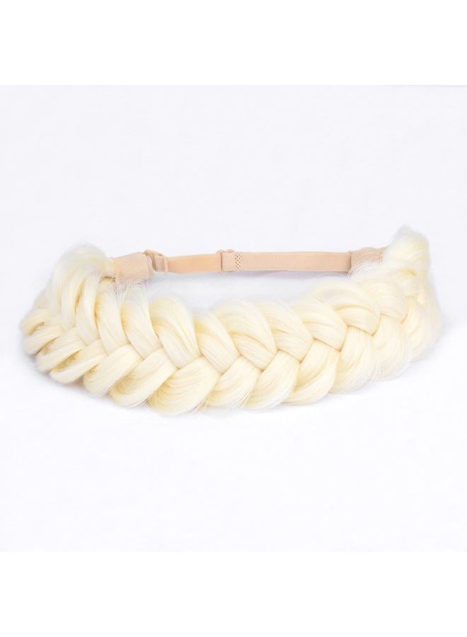 BOBIYA Platinum Messy Wide 2 Strands Synthetic Hair Braided Headband Classic Chunky Hair Braid Headband Elastic Stretch Braid Hair Headbands for Women (Platinum) - Image 1