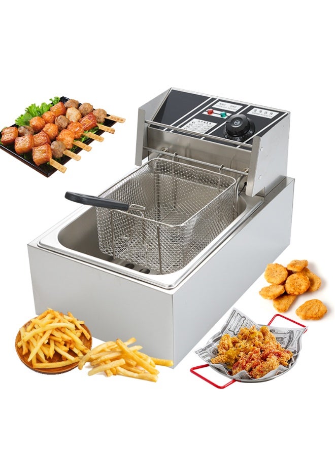 SLIVERS CRIEST Stainless Steel Electric Fryer with Adjustable Temperature & Oil Basket | 6L Capacity - Image 1