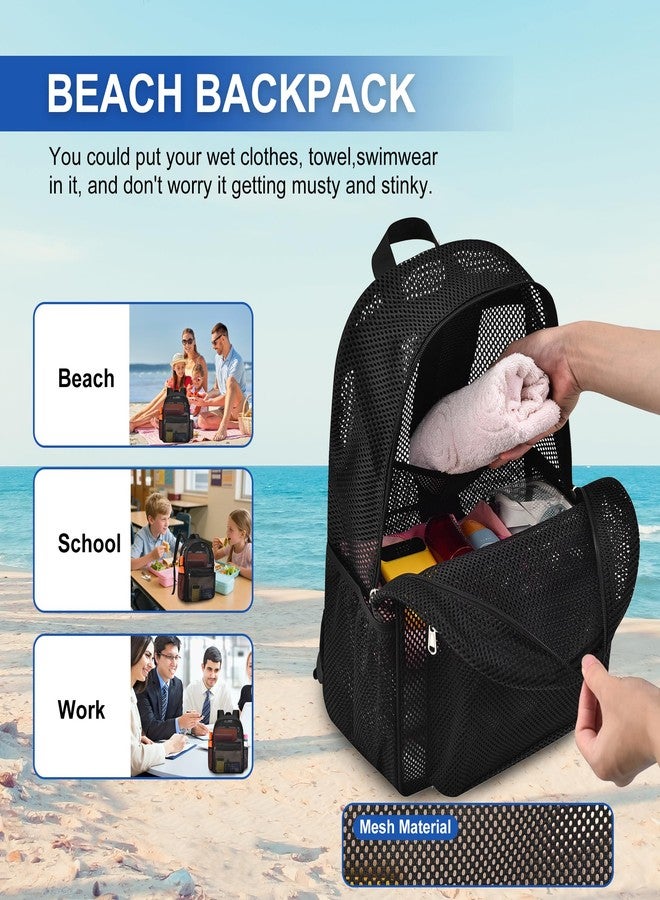 Oraben Heavy Duty Mesh Backpack with Rain Cover -Swim & Gym Bag with 15.6â€ Laptop Sleeve, Large See Through Backpack, Black, Large, Mesh Backpack - Image 2