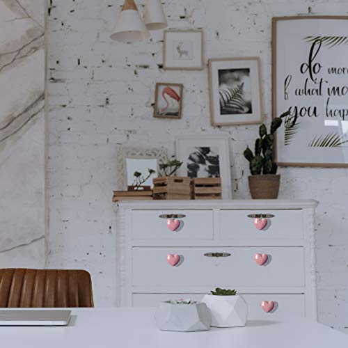 Perphin Ceramic Drawer Knobs Heart Shape Cabinet Dresser Pulls Handles with 3 Sized Screws, Kitchen Furniture Knobs for Closet Cupboard Wardrobe (10 Pack, Pink) - Image 3