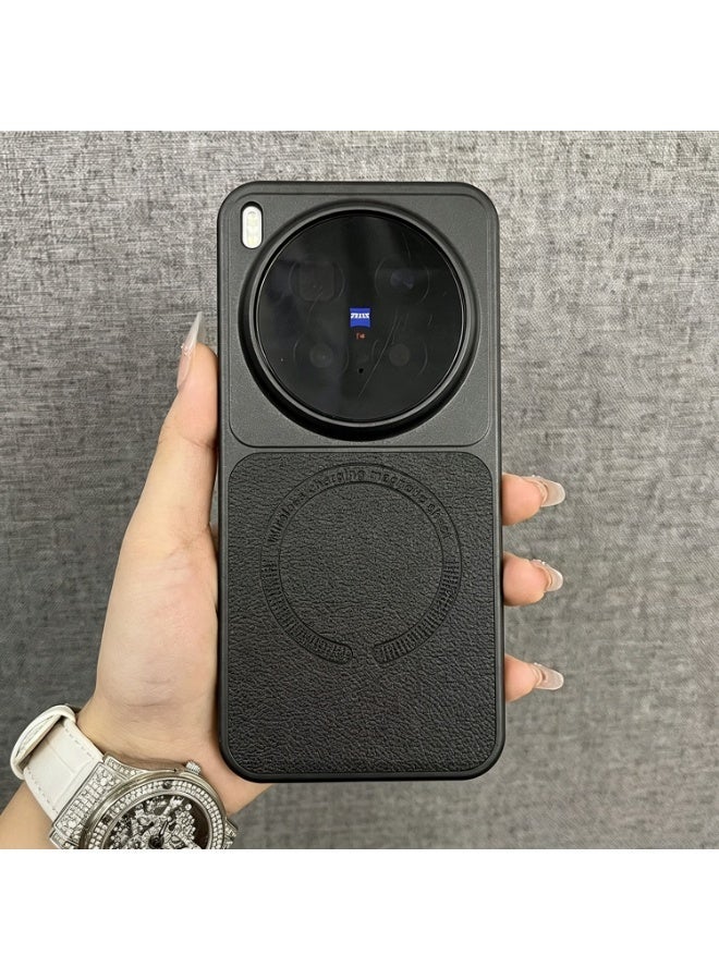 متوافق مع الغطاء الخلفي لهاتف Vivo X300 Ultra، يدعم الشحن المغناطيسي، تصميم مركب من الجلد الصناعي، حماية للعدسة، خفيف الوزن، متين، مقاوم للانزلاق، تصميم عملي - Image 2