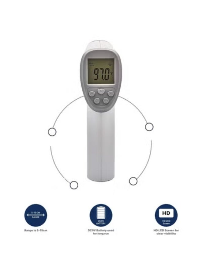 ترمومتر رقمي بالأشعة تحت الحمراء - قياس الحرارة بدون تلامس - مسدس حرارة دقيق بشاشة LCD - مثالي للأطفال والرضع (شامل البطارية) - رمادي - Image 2