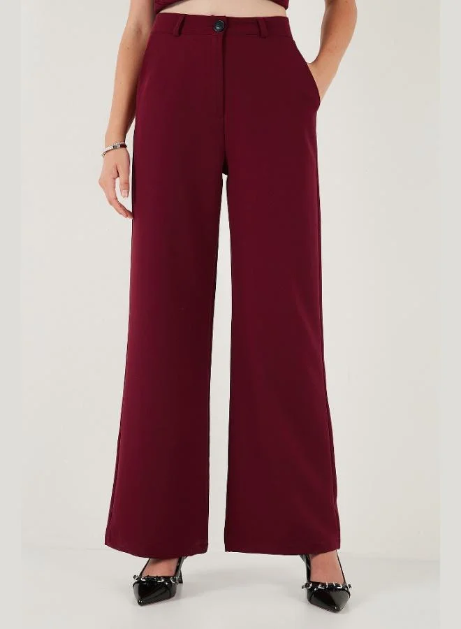 ليلا بنطلون نسائي واسع الساق بخصر متوسط مرتفع من قماش ليلا