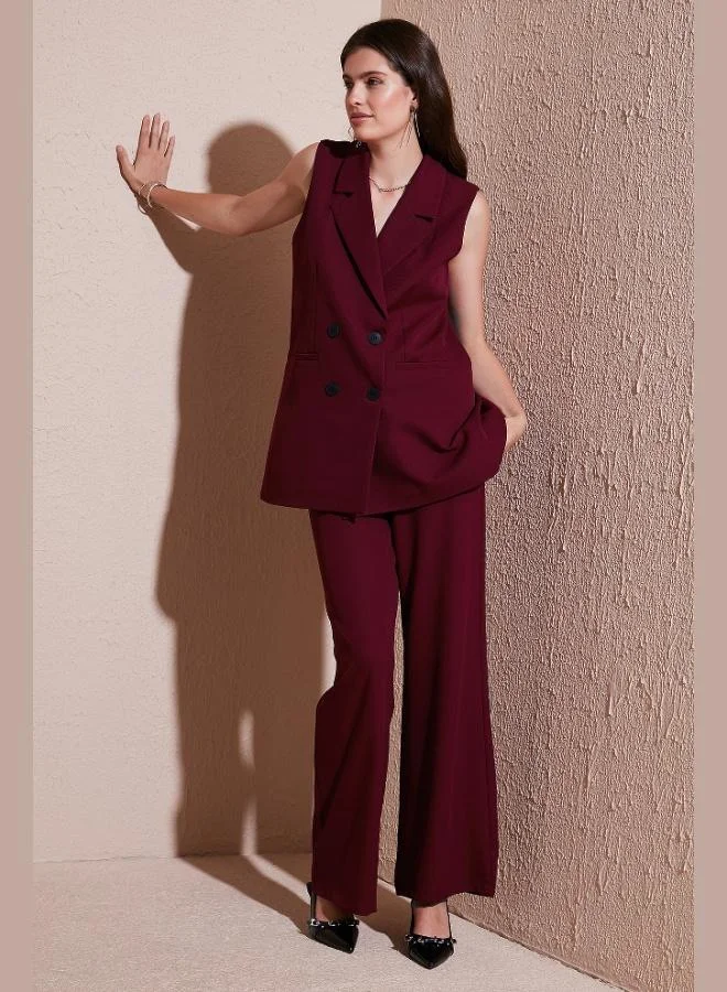 ليلا بنطلون نسائي واسع الساق بخصر متوسط مرتفع من قماش ليلا