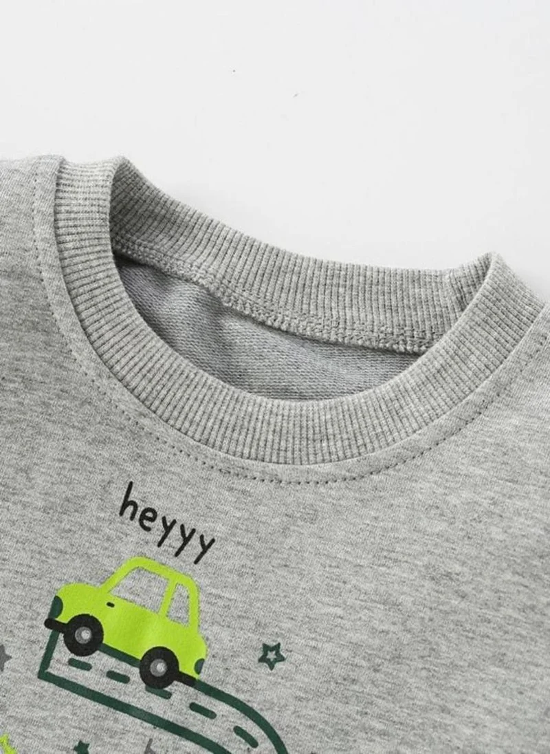 يونيكي Grey Graphic Printed Round Neck T-shirt