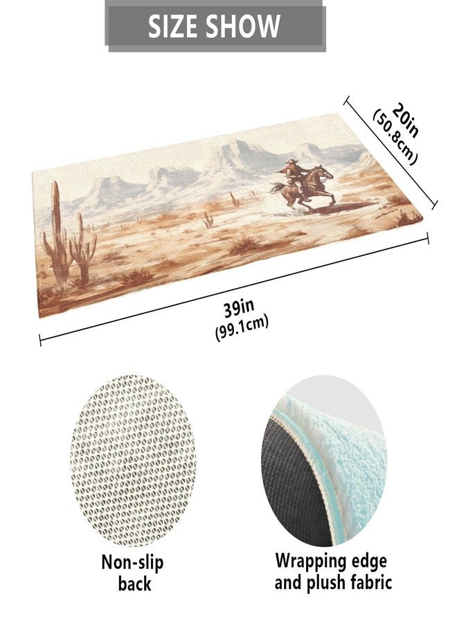YETTASBIN Western Desert Cowboy Area Rug, Anti Fatigue Large Floor Mat, Soft Absorbent Washable Plush Carpet with Non-Slip Rubber Back for Entryway, Bedroom, Sink, Kitchen, Bathroom, 39 x 20 Inch - Image 3