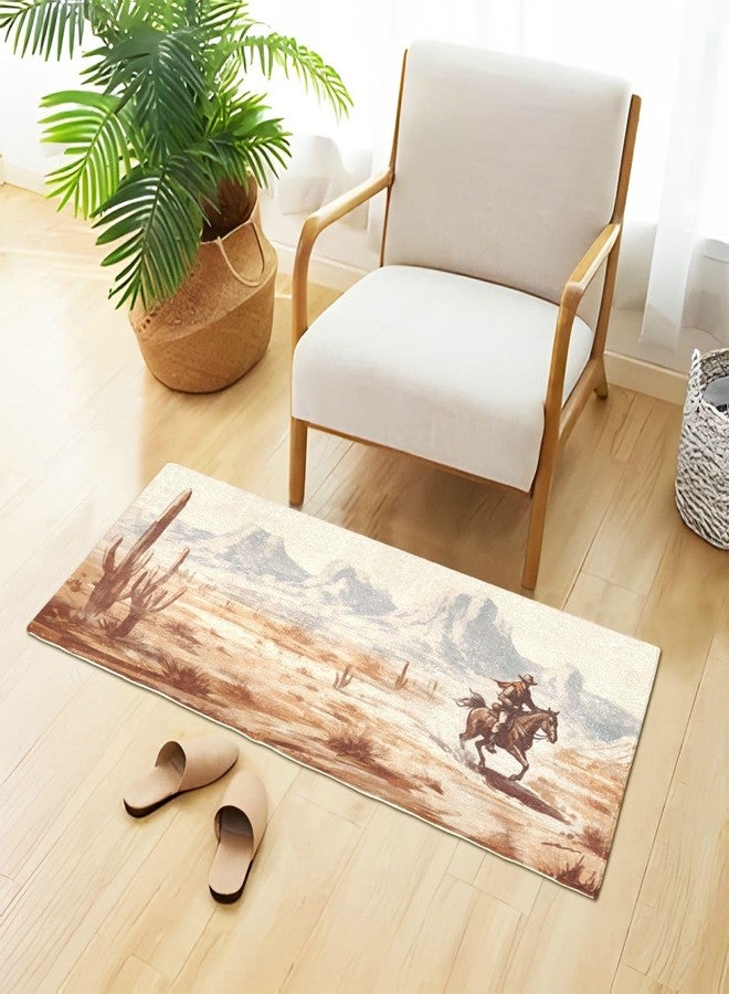 YETTASBIN Western Desert Cowboy Area Rug, Anti Fatigue Large Floor Mat, Soft Absorbent Washable Plush Carpet with Non-Slip Rubber Back for Entryway, Bedroom, Sink, Kitchen, Bathroom, 39 x 20 Inch - Image 4