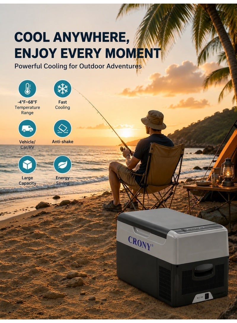 CRONY Car Refrigerator 22L/C22 Portable Refrigerator, Small Car Refrigerator, Freezer, Outdoor Refrigerator, 12V Compressor Refrigerator. Deep cooling to -20°C, suitable for food preservation/outdoor/home/travel/camping use. - Image 4