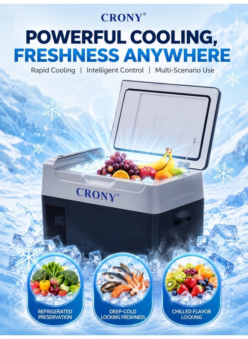 CRONY Car Refrigerator 22L/C22 Portable Refrigerator, Small Car Refrigerator, Freezer, Outdoor Refrigerator, 12V Compressor Refrigerator. Deep cooling to -20°C, suitable for food preservation/outdoor/home/travel/camping use. - Image 5