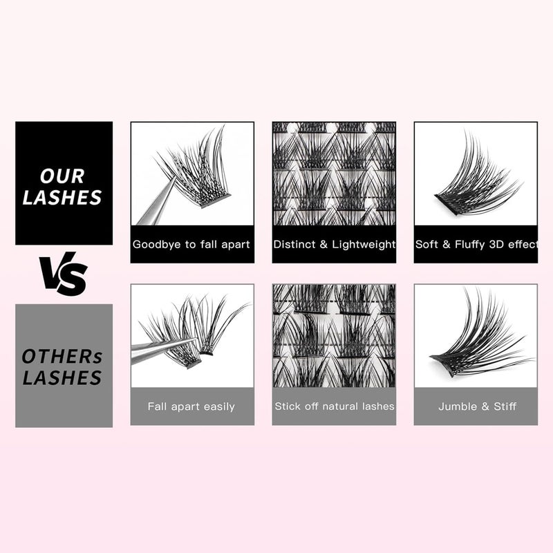 KASTWAVE Eyelash Extension, Individual Lashes Kit, Cluster Lashes, Natural Cluster Lashes, C Curl Faux Mink Eyelash Extensions - Image 5