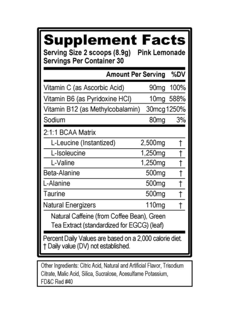 EVLUTION NUTRITION - BCAA's Amino Acids Powder Pre Workout Powder for Muscle Recovery Lean Growth and Edurance Pink Lemonade - Image 1