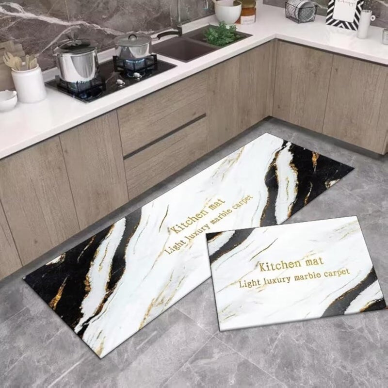 LESTER Oil-Proof Non-Slip Home Decor Kitchen Mat 2-Pieces Set, 40 cm x 60 cm/40 cm x 120 cm, Zebra