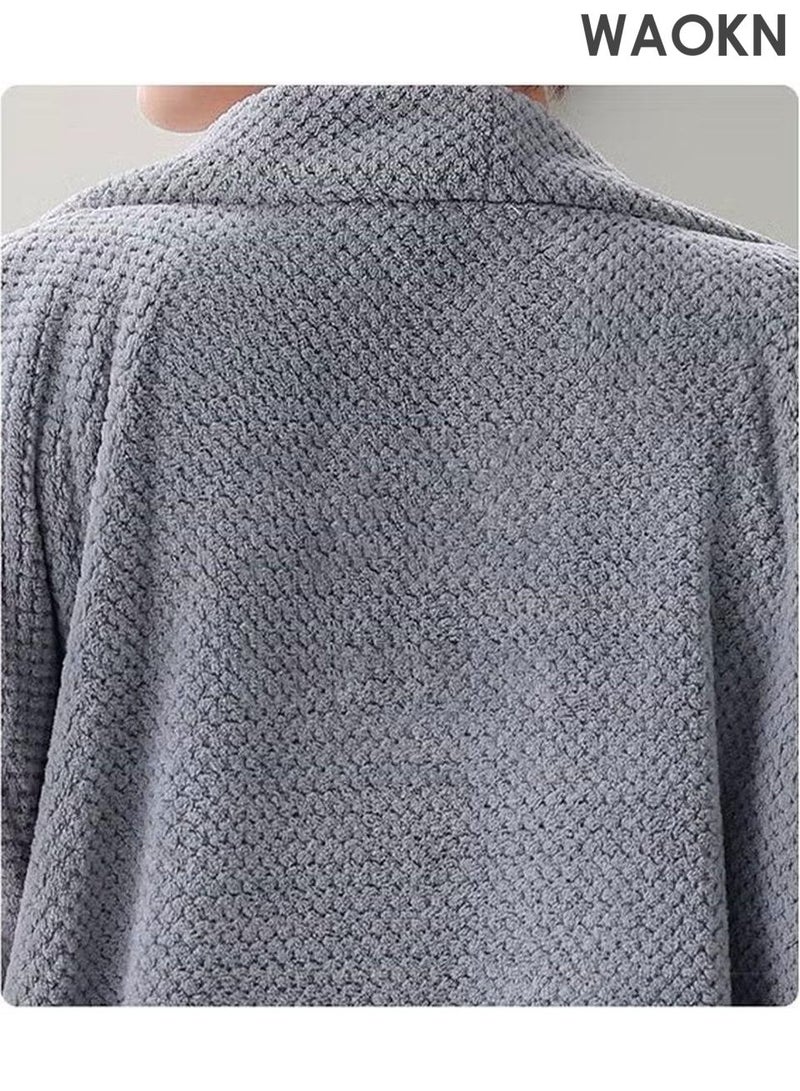 WAOKN Women's Bath Robe, Wearable Bath Towel with Side Pocket Wrap Shower Wrap Towel Dress Bathrobe Waffle Spa Towel Robes with Adjustable Closure Quick Dry Lightweight Cover Up - Image 2