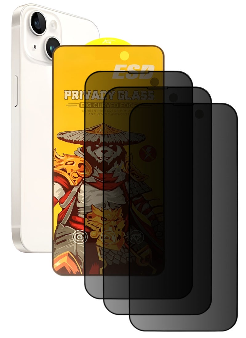 ESD 3 Pieces Tempered Dustproof Privacy Glass Screen Protector Compatible For iPhone 14 - Image 1