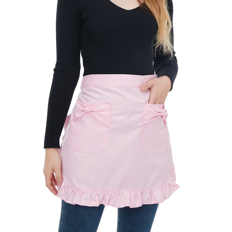 Love Potato Waist Apron with Pockets, Fashion Kitchen Cooking Restaurant Bistro Half Aprons for Girl Woman (Pink) - Image 1