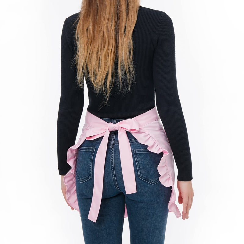 Love Potato Waist Apron with Pockets, Fashion Kitchen Cooking Restaurant Bistro Half Aprons for Girl Woman (Pink) - Image 4