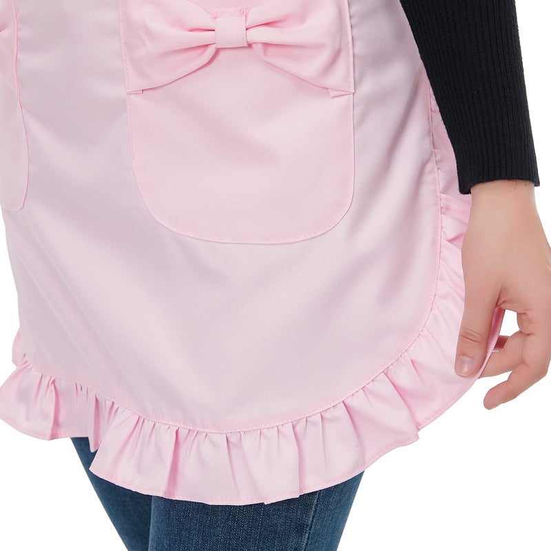 Love Potato Waist Apron with Pockets, Fashion Kitchen Cooking Restaurant Bistro Half Aprons for Girl Woman (Pink) - Image 5