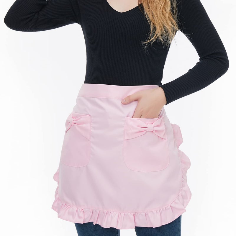 Love Potato Waist Apron with Pockets, Fashion Kitchen Cooking Restaurant Bistro Half Aprons for Girl Woman (Pink) - Image 2