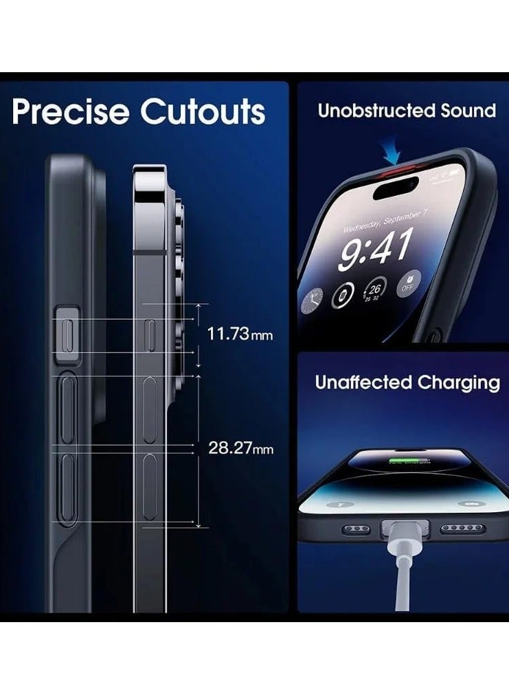 حافظة مصممة مغناطيسية لهاتف 15 برو ماكس iPhone ، حماية من الدرجة العسكرية ومتوافقة مع MagSafe، ظهر  غير لامع مع حافظة هاتف 15 برو ماكس   ذات حافة ناعمة أزرق سماوي - Image 3