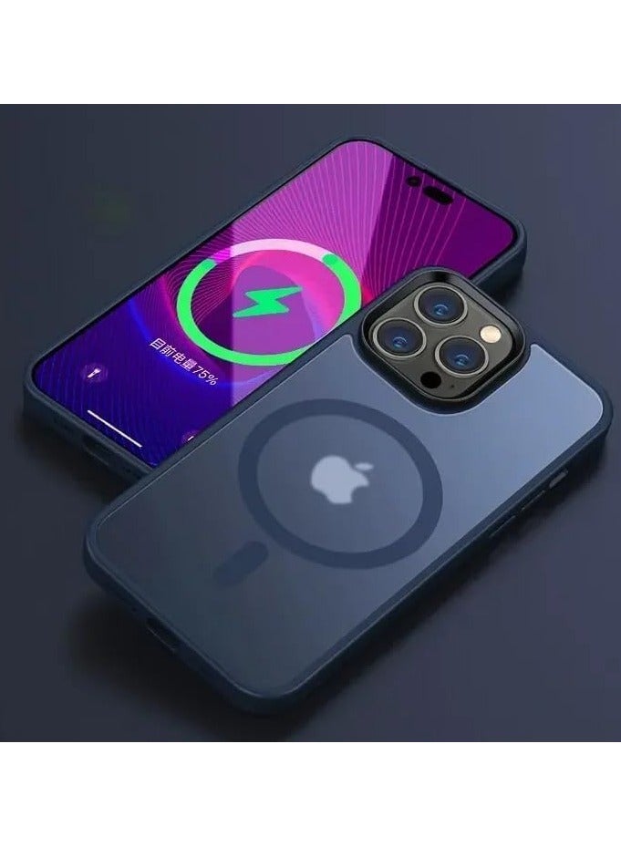 حافظة مصممة مغناطيسية لهاتف 15 برو ماكس iPhone ، حماية من الدرجة العسكرية ومتوافقة مع MagSafe، ظهر  غير لامع مع حافظة هاتف 15 برو ماكس   ذات حافة ناعمة أزرق سماوي - Image 4