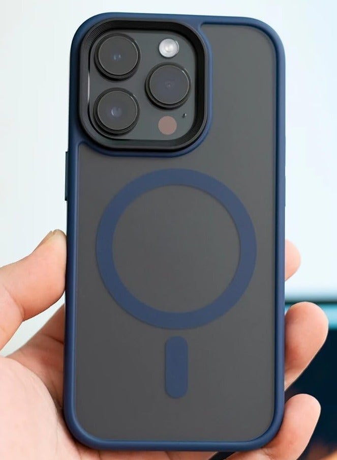 حافظة مصممة مغناطيسية لهاتف 15 برو ماكس iPhone ، حماية من الدرجة العسكرية ومتوافقة مع MagSafe، ظهر  غير لامع مع حافظة هاتف 15 برو ماكس   ذات حافة ناعمة أزرق سماوي - Image 1