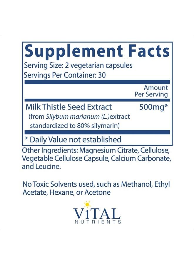 Vital Nutrients Milk Thistle Extract - Supports Healthy Liver Function and Detoxification - 60 Vegetarian Capsules per Bottle - 250 mg - Image 2