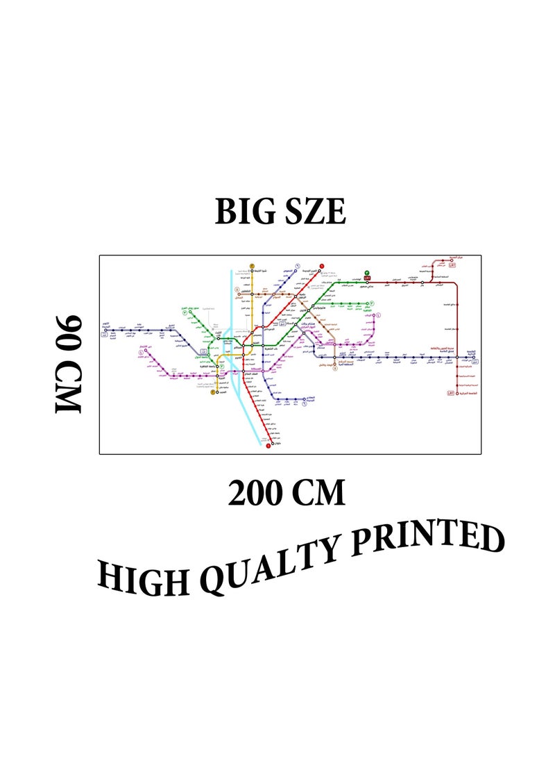 New subway map printed on large 90cm x 200cm premium paper! This new map includes all metro stations and lines in Egypt