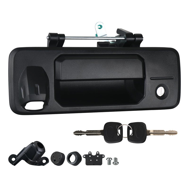 omoZone Tailgate Handle with Rear Camera Hole Liftgate Latch Handle with Key Lock Cylinder Black Fit for 20142021 Toyota Tundra 20162022 Toyota Tacoma Replaces 690900C090 690900C091