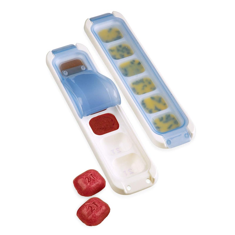 Prepworks Freezer Pods 2 Tablespoon Reusable Food Storage Tray Containers, Set of 2, Blue/White - Image 1