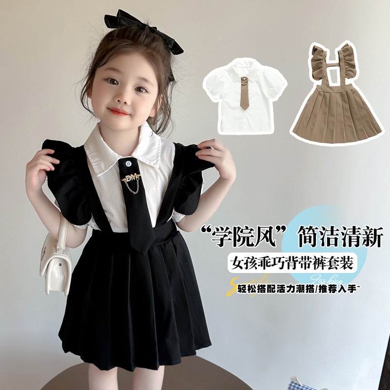 Girls Summer College Style Suspender Skirt Set Children Little Girls Casual Two-Piece Set Casual And Easiest For Match - Image 5