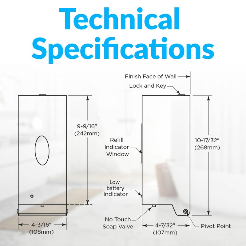 Bobrick B-2012 Automatic Wall-Mounted Liquid Soap Dispenser  Stainless Steel  30 Fl Oz Capacity - Image 3