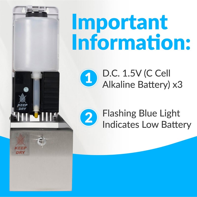 Bobrick B-2012 Automatic Wall-Mounted Liquid Soap Dispenser  Stainless Steel  30 Fl Oz Capacity - Image 4