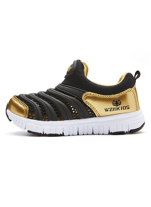 Caterpillar Childrens Shoes Boys Mesh Shoes Summer New Girls Baby Shoes Hollow Mesh Breathable Trendy Childrens Sneakers Black Gold (single net)