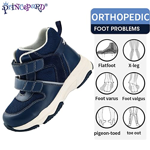 princepard Orthopedic Shoe for Kids and Toddlers,Corrective Sneakers with Ankle and Arch Support for Boys and Girls'Flat Feet and Tiptoe Walking,Anti-Slip Sole Blue - Image 2