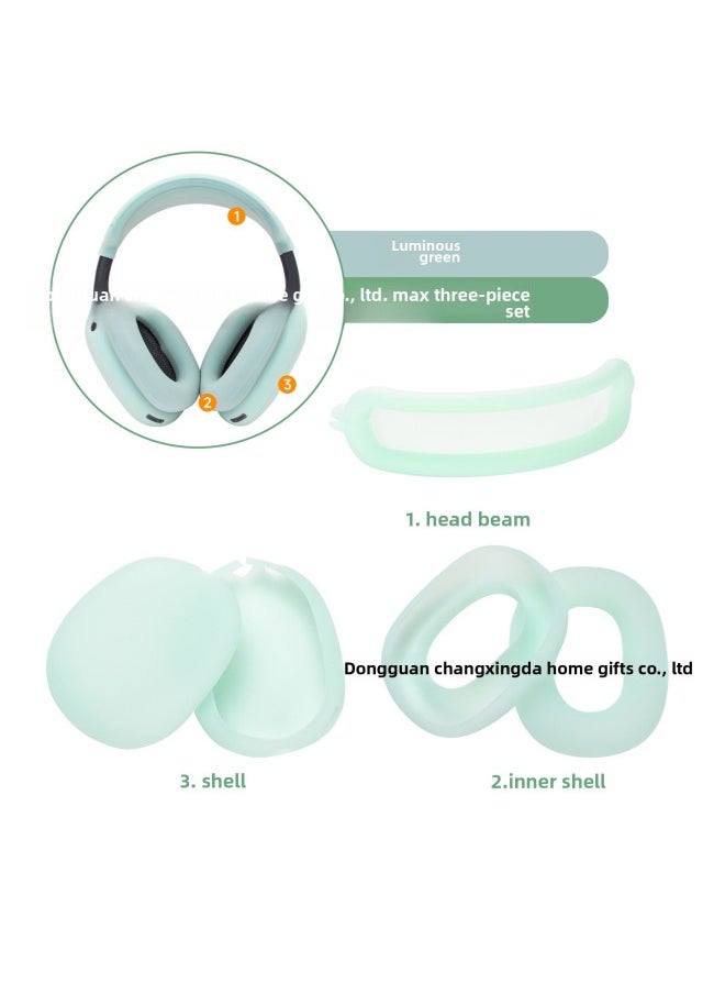 Generic - Suitable For Airpods Max Headset Bluetooth Headset Protective Cover For AppleSilicone Head Beam Ear Cap Set Three-piece Set-Color:Light Blue Three-piece Set-Model:Airpods Max Head Beam Sleeve + Shell + Inner Shell Suit - Image 1
