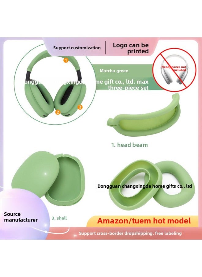 Generic - Suitable For Airpods Max Headset Bluetooth Headset Protective Cover For AppleSilicone Head Beam Ear Cap Set Three-piece Set-Color:Light Blue Three-piece Set-Model:Airpods Max Head Beam Sleeve + Shell + Inner Shell Suit - Image 1