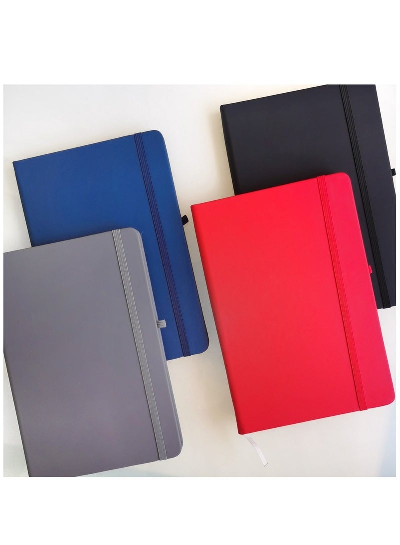 Generic 4-Piece A5 Size Hardcover Notebooks With Elastic Closures Assorted Colours  - Image 1