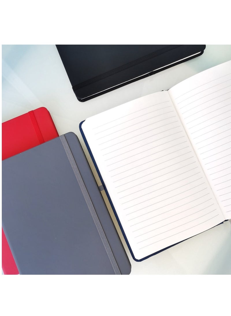 Generic 4-Piece A5 Size Hardcover Notebooks With Elastic Closures Assorted Colours  - Image 2