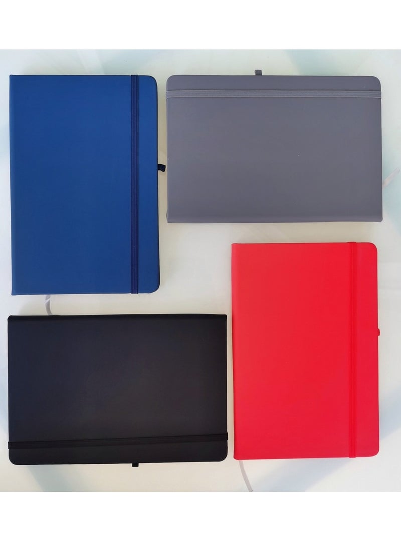 Generic 4-Piece A5 Size Hardcover Notebooks With Elastic Closures Assorted Colours  - Image 4