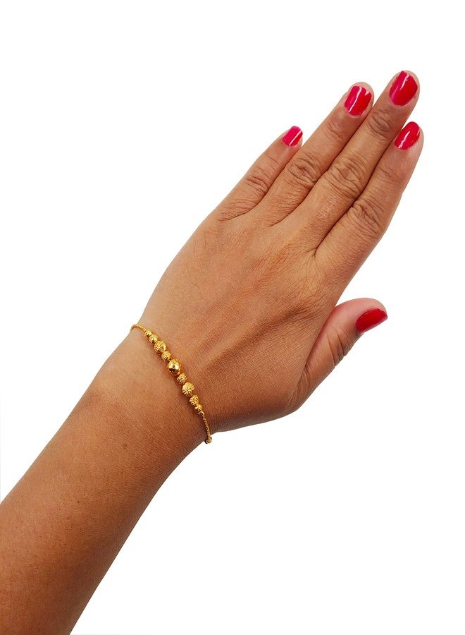 JHB Gold plated Brass Beads Bracelet for Girls And Women - Image 5