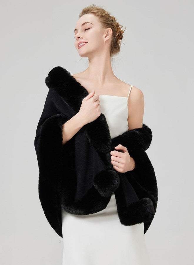 BEAUTELICATE Faux Fur Wrap Shawl Stole Women Wedding Bridal Evening Shawl Ladies Stole Winter Evening Party - Image 5