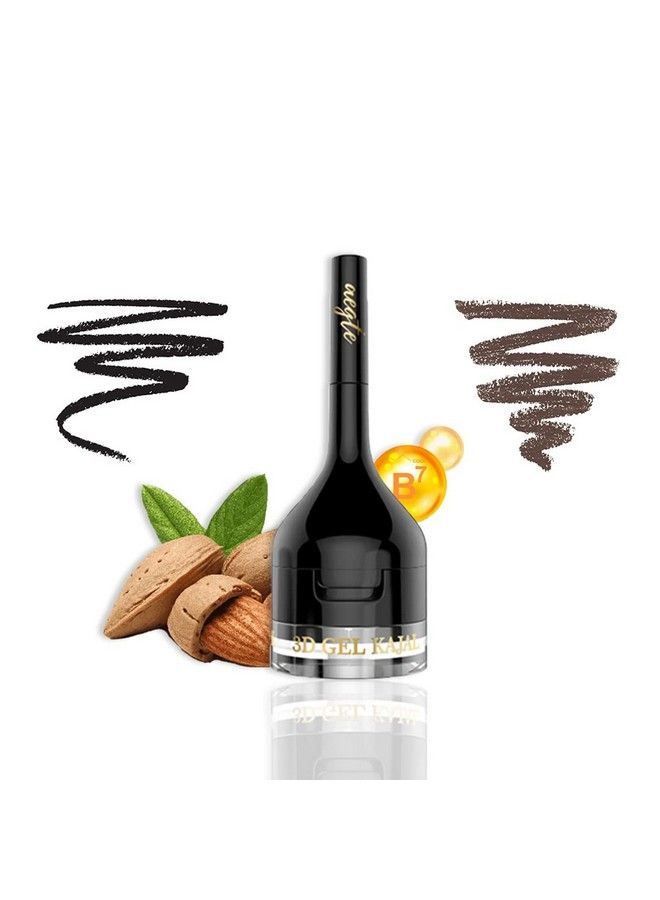 aegte Smudge Proof & Waterproof With Almond & Biotin 3D Gel Kajal (3 In 1 Kajalgel Eyelinereyebrow Filler Black And Brown Matte Finish)Matte Finish - Image 2