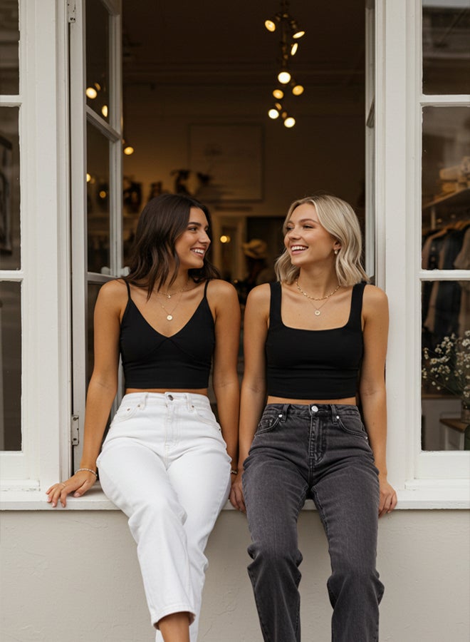 trendyol Black-Black Fitted/Fits Crop Flexible Knit Bustier - Image 1