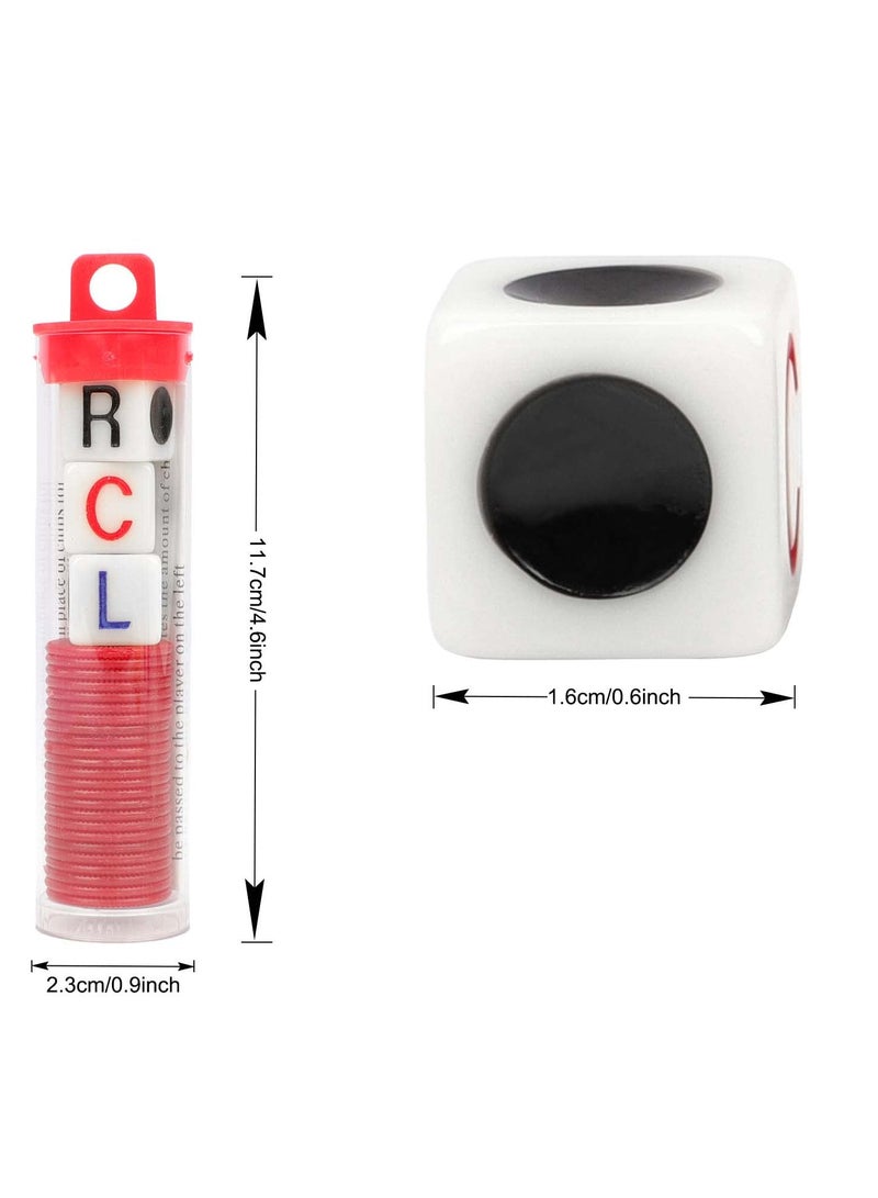 Excefore Game Dice Set, 4 Tubes Left Center Right Interactive Toy 6 Sided Round Corner Dice Set Fun LCR Four Color Game Dice with Dice Place Plastic Counters for Classic Dice Game for Kids and Adults - Image 3