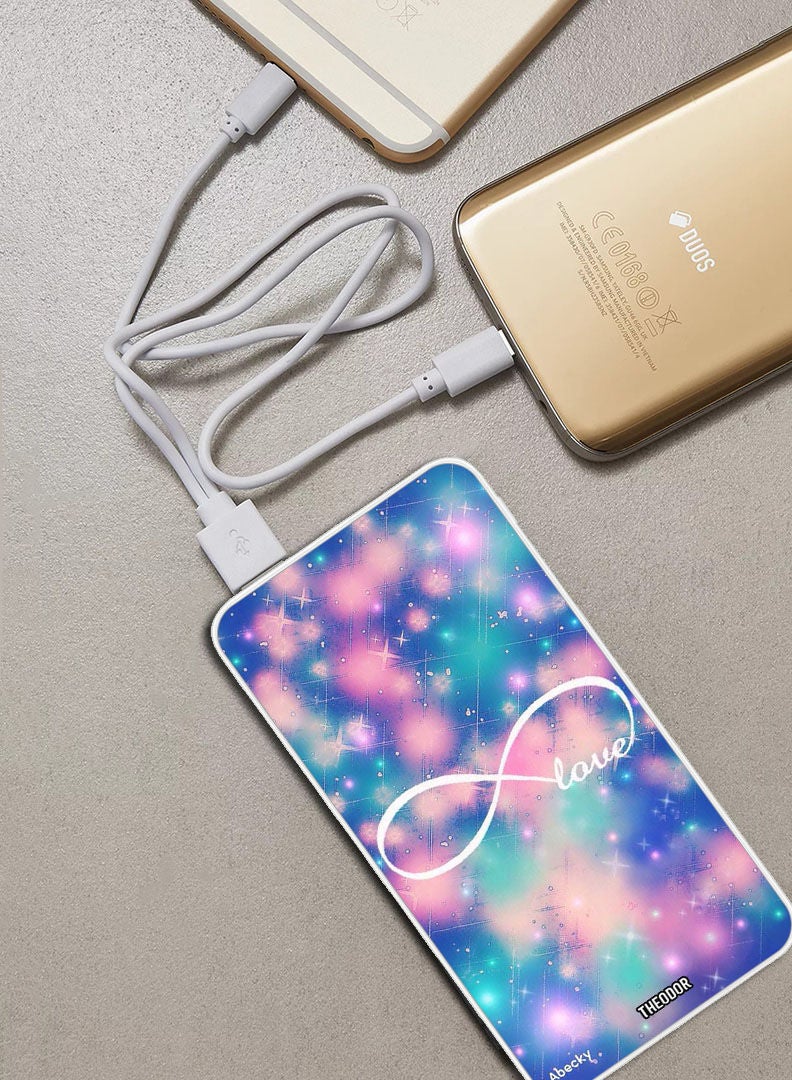 Theodor 10,000 mAh Super Fast Charging Ultra Compact Power Bank with Quick Charge & Power Delivery, Portable Charger For iPhone and Android Love Infinity - Image 2