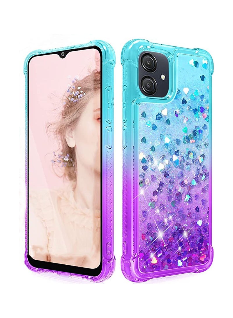 Samsung A04E Case Cover with Scratch-Resistant Shock-Absorbing Protector Women Girls Cute Clear Glitter Flowing Quicksand Reinforced Corners Soft TPU Phone Protection for Samsung Galaxy A04E - Image 1